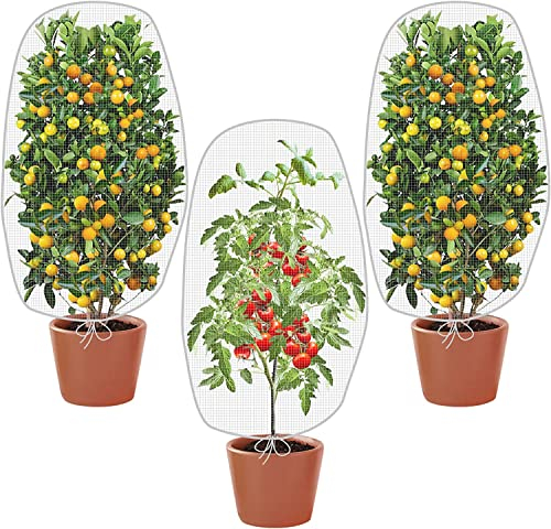Malla Antiinsectos,Red de Protección contra Insectos, 3PCS Malla Antiinsectos con Cordón, Red Anti Insectos Proteger Flores y Frutas de Una Variedad de Plagas 1X0.8M