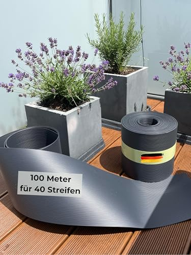 Novatool 4x 25m Rolle PP PREMIUM Sichtschutzstreifen für Doppelstabmatten ANTHRAZIT 19 cm hoch - 40 REIHEN Stabmattenzaun Sichtschutzstreifen GRAU mit Rillen Zaunelemente Sichtschutz Hohe Qualität