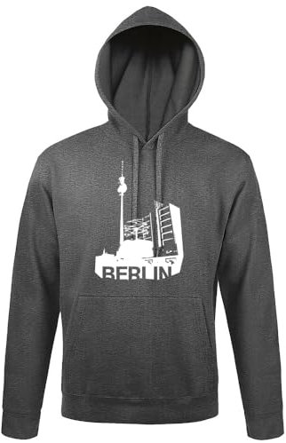 shirt84 Alexanderplatz in Berlin Männer Kapuzen Hoodie Heather dunkel Grau M