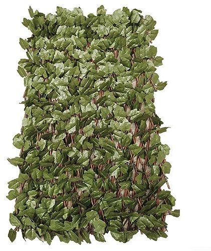 Emiif Clôture de lierre artificiel extensible de 20 à 200 cm - Clôture d'intimité de jardin pour grills, treillis et décorations murales - Vert foncé