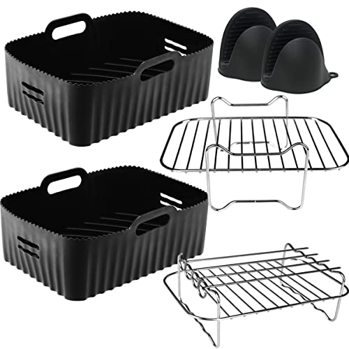 Moleath Heißluftfritteuse Zubehör Silikonform für Ninja Foodi AF300EU 7.6L, AF400EU 9.5L, Cecotec 9L, Dual Zone Heißluftfritteuse Zubehör, Air Fryer Accessories