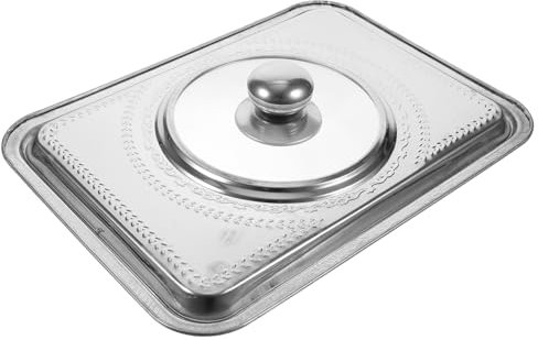 DECHOUS Piatto Coperchio Copertura Protettiva Per Alimenti Coperchio Rettangolare Per Vassoio Adatto Per Ristoranti Domestici Realizzato in Acciaio Inossidabile Facile Da Pulire e Resisten