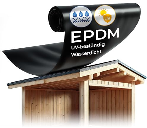 WIWEDA Dachfolie EPDM Folie 1mm 6x6m die Ideale Dachbahn für Ihr Gartenhaus, Carport wasserdicht UV beständig
