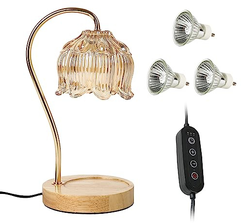 CJHZQYY 3 IN 1 Kerzenwärmer Lampe mit Diffusor, Nachtlich Tischlampe Duftlampe Wachsschmelzwärmer mit Timer und Dimmer, Elektrisch Aromalampe Duftlicht Kerzenlicht, Kerzenwärmer Ölbrenner Diffuser