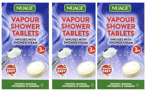 Vapour Shower Tablets 3 Packs of 3 Tablets, Contains Menthol, Eucalyptus and Camphor