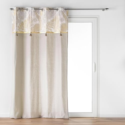douceur d'intérieur Melisse - Cortina, con ojales, 140 x 240 cm, algodón y poliéster, parte superior metalizada