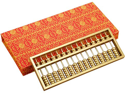 Abacus chinois,Abacus,Abacus pour mathématiques， Perles de cuivre Abacus Artisanat Ornements Abacus Outil traditionnel Abacus Bureau Affaires Cadeaux avec emballage (Couleur : Jaune, Taille : 21,8 * 8