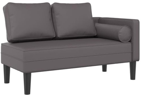 Gecheer Chaiselongue mit Kissen Fernsehsessel Relaxsessel Relaxliege Liegesessel Liegestuhl Schlafsofa Liege Gästebett Loungesessel, für Wohnzimmer, Schlafzimmer, Gästezimmer, Grau Kunstleder