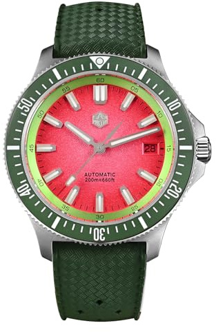 San Martin SN0118 Automatikuhr für Herren, 40 mm Saphirglas, Taucheruhren, 316L Edelstahl, 200 m wasserdicht, Rotes Zifferblatt