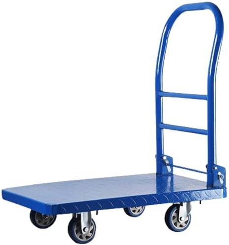 WOYZDQ Transportwagen Metallplatten-Plattformwagen mit klappbarem Griff und Universalrädern, Schubwagen zum Beladen und Lagern, Sackkarre Rollwagen