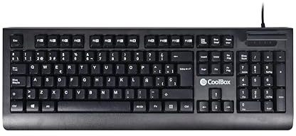 CoolBox COO-TEC04DNI - Teclado con Lector de DNI Electrónico 4.0 y SmartCard Integrado. Ergonómico con Tecnología de Membrana, Silencioso, QWERTY Español 105 Teclas, Cable USB 1.5m, Color Negro