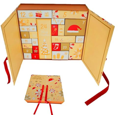 Empty Boxes, 24 Grids Fillable Countdown Calendar Boxes, Christmas Cardboard Empty Advent Storage Boxes For Packaged Biscuits