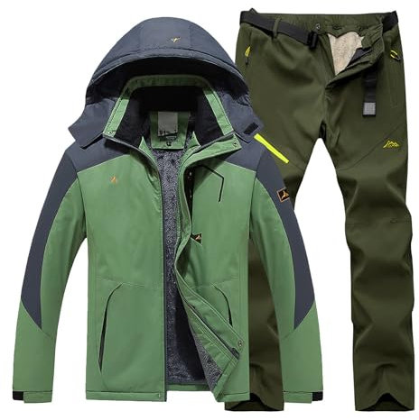 111 Skianzug Herren 2 Teilig Set Winter Thermoanzug Wasserdicht Skibekleidung Snowboardjacke Warm Ski Anzug Thermo Overall Snowboard Schneeanzug Langlaufski