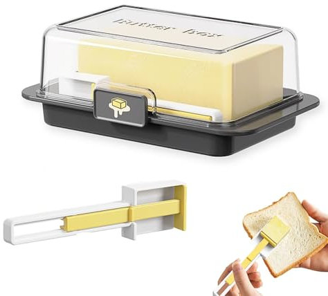 LINTRA Porta Burro, Scatola Quadrata Burriera con Coperchio e Chiusure Portaburro da Frigo, Colore Nero Portaformaggio da Frigorifero, per Conservare e Refrigerare Burro e Formaggio a Blocchi