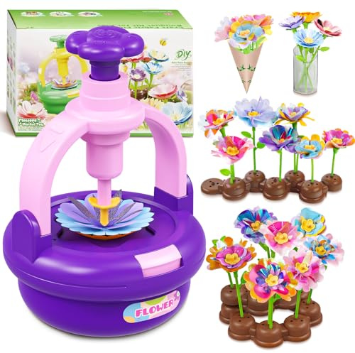Plunack Blumen Bastelset Kinder ab 3 4 5 6 7 8 Jahre, Blume Basteln Spielzeug mit Blumenmaschine DIY MädchenSpielzeug Stoff Blumen Bastel Set Kreatives Geschenk für Mädchen 4 5 6 7 8 9 10 11 12 Jahre