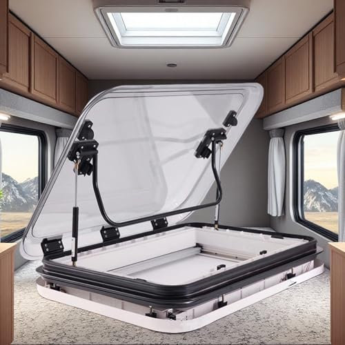 Giuggiolared Oblò per Tetto apribile per Camper, oblò apribile manualmente da 50/70/80 x 50 cm con Luce LED, lucernario in Lega di Alluminio per roulotte, Camper, Food Truck,500 * 500mm