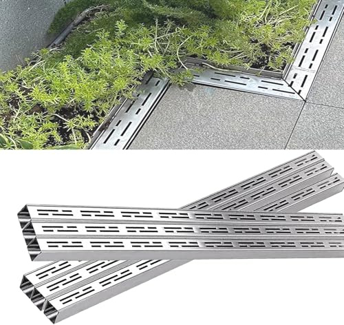 Kit di scarico da esterno in acciaio inox da 99 cm, confezione da 6 griglie rettangolari per drenaggio da giardino e grondaie per soluzioni efficienti per la gestione dell'acqua e l'abbellimento