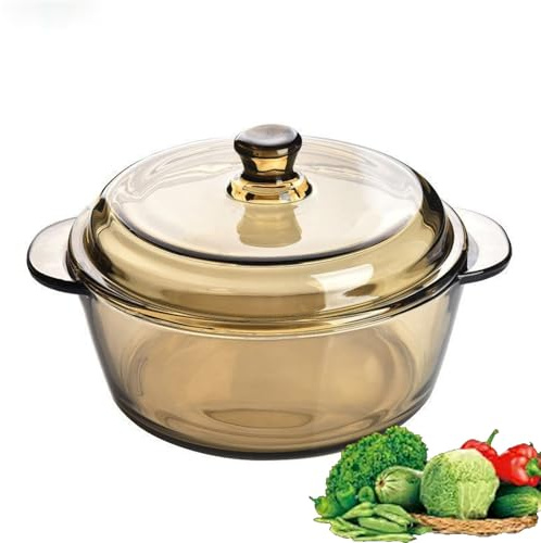 1000ml Clear Glass Borosilicate Pans Simmer Pot | For Microwavable, Transparency Clear Pot for Soup, Milk, Fruit and Spices ,Saucepan Pots for Small Soup Pan