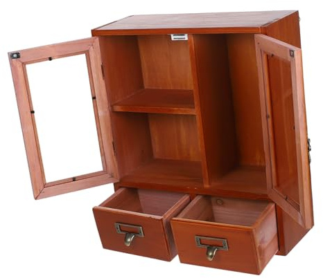 TOBBOMEY Vintage Holz Hängeschrank mit Doppelklapptüren Stabiler Wand Organizer für Schlafzimmer und Wohnzimmer Multifunktionales Aufbewahrungsmöbel mit Großem Stauraum und Elegantem Retro