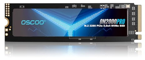 OSCOO 1TB NVMe Gen 5.0 SSD, Up 13,000MB/s,3D TLC NAND, DRAM Cache, Graphene Heatsink, M.2 NVMe PCIe 2280 Gen5x4 SSD for AI Applications, Gaming, PS5, Laptop, PC, Heavy-Duty Workstations | M.2 NVMe PCIe 2280 Gen5x4 SSD, 3D TLC NAND for AI Applications, Gaming, PS5, Laptop, PC, Heavy-Duty Workstations