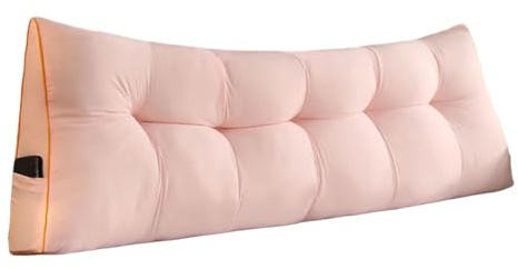 Almohada Triangular en Forma de Cuña Cómodo y Suave Cojín para Cabecero Almohada de Lectura Acolchada con Funda Extraíble Tejido de Poliéster para Cama O Sofá Light Pink 150x50cm