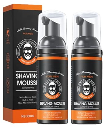 Rasierschaum Männer, Rasierschaum Reisegröße, Shaving Foam for Men, Rasiercreme Männer, Herrenrasiercreme Beruhigt die Haut und Spendet Feuchtigkeit (60ml, 2Pc)