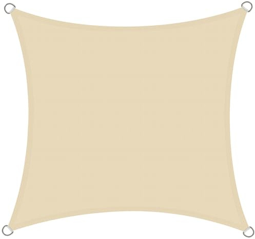 Rivenlo Voile d’ombrage Carré 4x4 m - Toile Ombrage Extérieur Triangle HDPE Respirant (185g/m²) Voile Ombrage avec 98% de Protection UV pour Patio Jardin Pergola, Crème