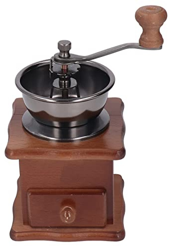 ZAWELIYO Moulin à café Manuel en Hêtre Rétro, Style Classique, Base en Bois, Antirouille, Noyau en Acier Inoxydable, pour Usage Domestique et de Bureau