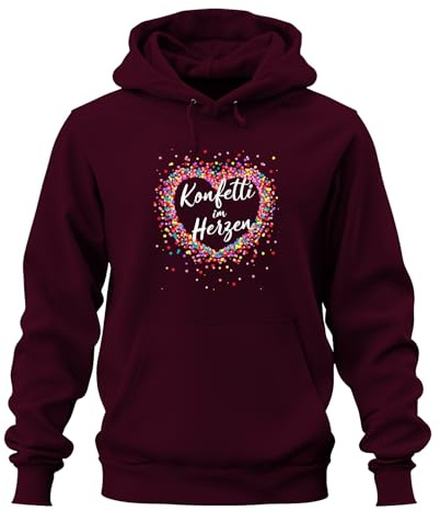 Printera Konfetti im Herzen bunt Herz Geburtstag Karneval Fasching Fastnacht Unisex Hoodie Kapuzenpullover