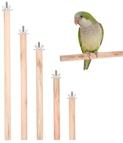 Homoyoyo 5 Stück Papageienkäfig Holz Sitzstangen mit Schraubbefestigung Langlebige Wellensittich Krallenschleifstangen Stabile Vogelkäfig Zubehör für Nymphensittiche und Kleine