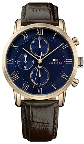 Tommy Hilfiger Multi Zifferblatt Quarz Uhr für Herren mit Braunes Lederarmband - 1791399