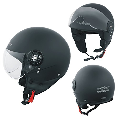 Motorradhelm Motorrad Roller Jet Helm Scooter Homologiert Avio Visor Mattschwarz S