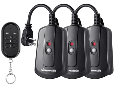 DEWENWILS Outdoor Wireless Remote Control Outlet Kit, Waterproof Electrical Plug for Indoor Outdoor Lights, Separately Controlled 3 Pack Receivers, 100 Feet RF Signal, UL Listed