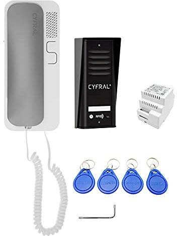 Cyfral Türsprechanlage Gegensprechanlage Cosmo R 1 mit 2-Draht-Anschluss, RFID Leser integriert, Set für eine Familie