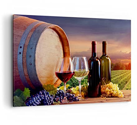 ARTTOR Impression sur Toile Moderne 100x70 cm Cuisine - 4125 | Vin Vignoble Été Moderne Tableau Décoratif Grand Décoration Murale Art Mural Toile Imprimée Salon Chambre Cuisine ARTTOR