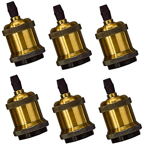 iDEGU 6 Stück Reteo Lampenfassung E27 Metall Lampensockel Edison Lampenfüße Schrauben LED Adapter Lampe für Kronleuchter Hängeleuchte Deckenlampe DIY - Farbe: Messing