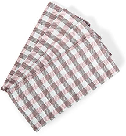 søstre & brødre 4er Set Geschirrtücher Küchentücher im hochwertigem Dobby-Design | Made IN EU | 100% Baumwolle - ÖKO-TEX Standard 100 | 50 x 70 cm Altrosa-Weiß Quadrate