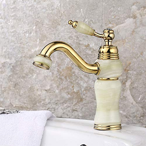 Wasserhahn Bad Waschtischarmaturen - Retro Messing Einhebel Einloch Waschbecken Wasserhahn, Gold