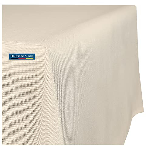 TEXMAXX Tischdecke abwaschbar eckig - 140 x 320 cm in Sand - Maßgefertigte Tischdecke Leinenoptik mit Lotuseffekt - Gartentischdecke wasserabweisend mit Fleckschutz