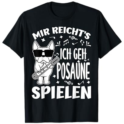 Posaunist Posaunenspieler Hund mit Posaune Kinder Musiker T-Shirt