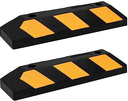 vidaXL 2x Radstopper Reflektierend Reifenstopper Parkstopper Garage Stopper Parkhilfe Parken Parkplatzbegrenzung Einparkhilfe 56x15x10cm Gummi
