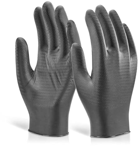 Click - NITRILE DISPOSABLE GRIPPER GLOVE POWDER FREE BL M (8) - Black