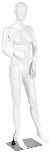 COSTWAY 177cm Female Mannequin Full Body Manikin, Arms and Head 360 Degree Rotatable Female Display Dummy Model with Metal Base for Show-window Exhibition Dressmaker Shop (Hand on the Waist with Face)