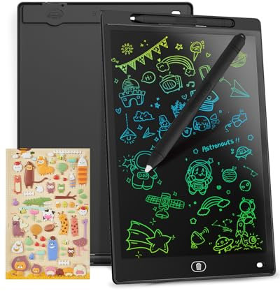 Genialba 21,6 cm LCD-Schreibtablett - farbenfrohes Display, Zeichenbrett für 2-7 Jahre alte Jungen & Mädchen - pädagogisches Spielzeug, Geschenke für Geburtstag & Weihnachten (Schwarz)