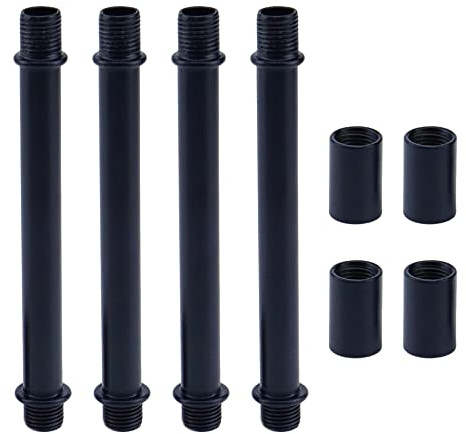 MY MIRONEY Kit de 4 juegos de vástago de lámpara de tubo recto con conector M10 negro de la barra de la lámpara de hardware de la lámpara de repuesto, 3.9 pulgadas de largo