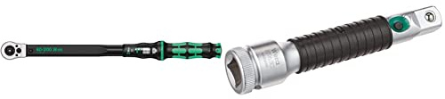 Wera 05075626001 Click-Torque C 3 Push R/L, einstellbarer Drehmomentschlüssel, 1/2, 40 - 200 Nm & 8796 SC Zyklop-Verlängerung flexible-lock mit Schnelldrehhülse, kurz, 1/2 Zoll x 125 mm, 1 Stück