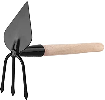 Garronda Unkrauthacke gespitzt mit Harke Gartenhacke klein Handhacke mit Rechen Doppelhacke Handhacke Hacke mit Zwei Köpfen GD-0007 (Unkrauthacke: Schwarz, Herzform)