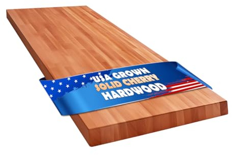 CONSDAN Butcher Block Counter Top, USA Grown Cherry Solid Hardwood Countertop, Wood Slabs for Kitchen, Reversible, Both Side Polished, Prefinished with Food-safe Oil, 1.5 Thickness, 18 L x 25 W