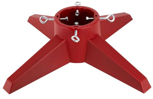 HarcoHome Christmas Tree Stand for Live Tree, Fits up to 8ft Real Tree, Rocky-Solid Design Tree Base with Spike for Real Tree, Sturdy Xmas Tree Holder for Christmas Decoration (Red)