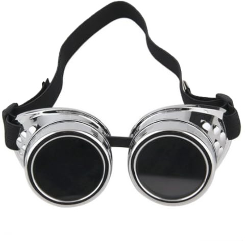 Bohue Steampunk-Brille, Vintage-Brille, Gothic, Halloween, Cosplay, Sonnenbrille, Verkleidung, Zubehör, Party-Brillen für Männer und Frauen (Silber)